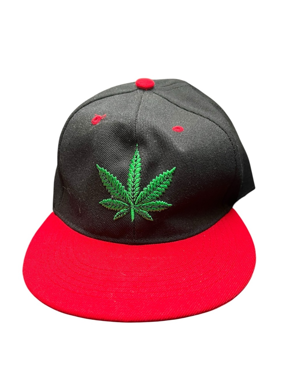 Max Headgear Marijuana Leaf Smapback Hat Black Red Cannabis Weed 420 Streetwear